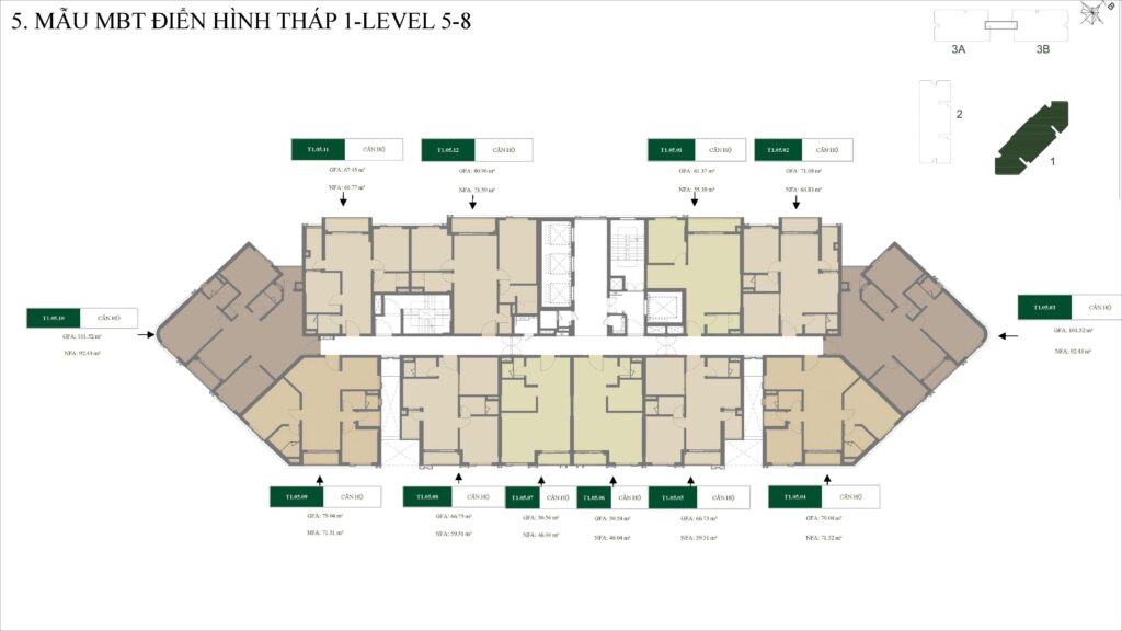 MB Tháp 1 - Tầng 5 - 8 - Green Skyline