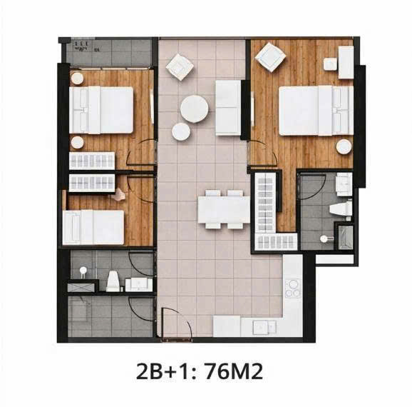 Căn hộ 2PN+ - Green Skyline